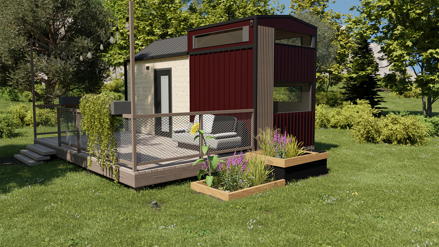 Modell eines Tiny Houses mit einer Small Tiny-Hobbits Anlage